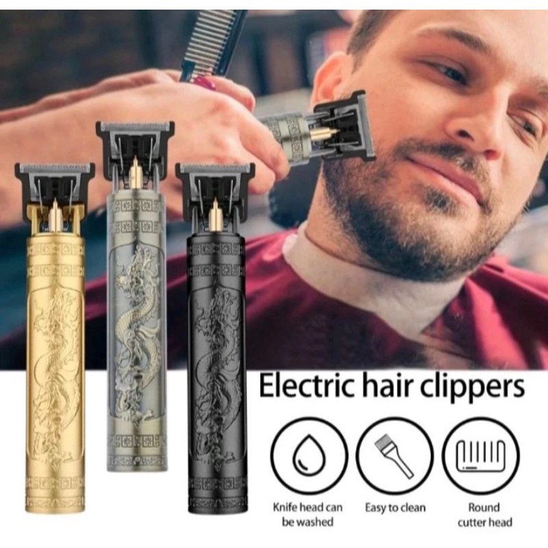 Alat Cukur Ukir Naga / Alat Cukur Rambut Pria Cas