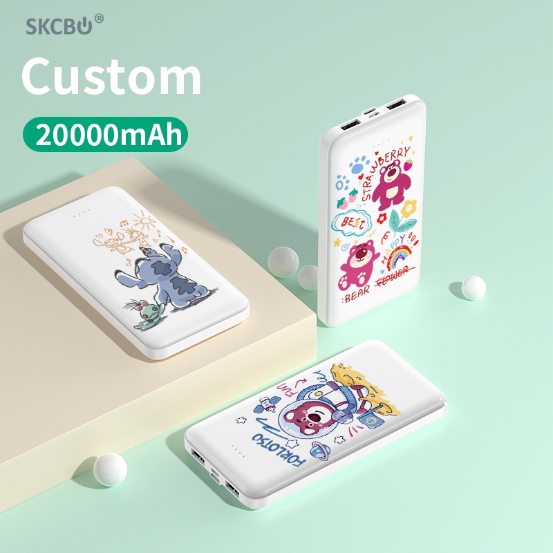 SKCBO Custom Powerbank  20000 mah  T63 Dual USB LED Kustom Power Bank Murah Lucu Mini Ori