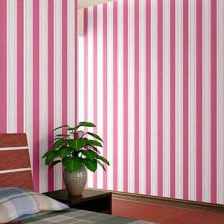 WALLPAPER DINDING PAKET 5 ROLL MOTIF SALUR PINK WALLSTICKER KAMAR AESTHETIC