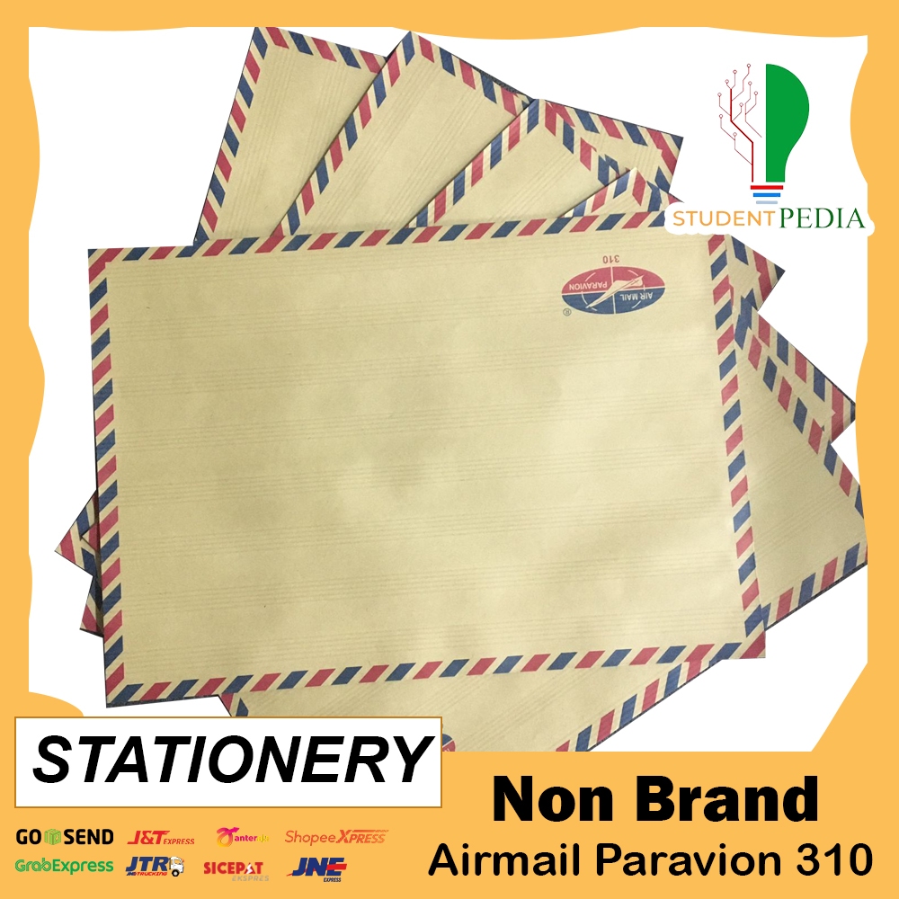 Amplop Coklat Bergaris 1 Pack Isi 10pcs / Air Mail / Amplop Lamaran Kerja / Map Coklat