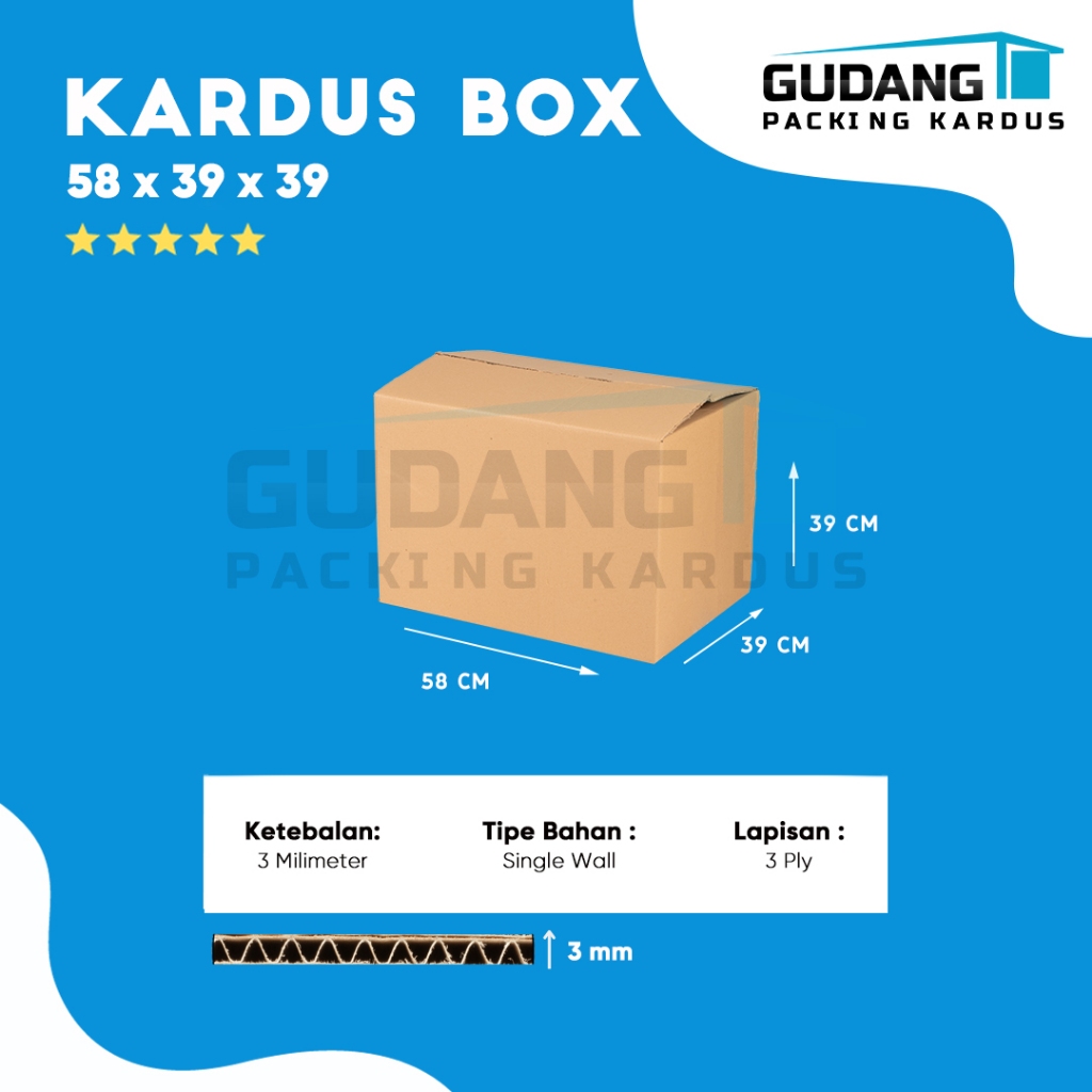 

Packing Kardus Karton Box Pindahan 58cm x 39cm x 39cm Box Polos