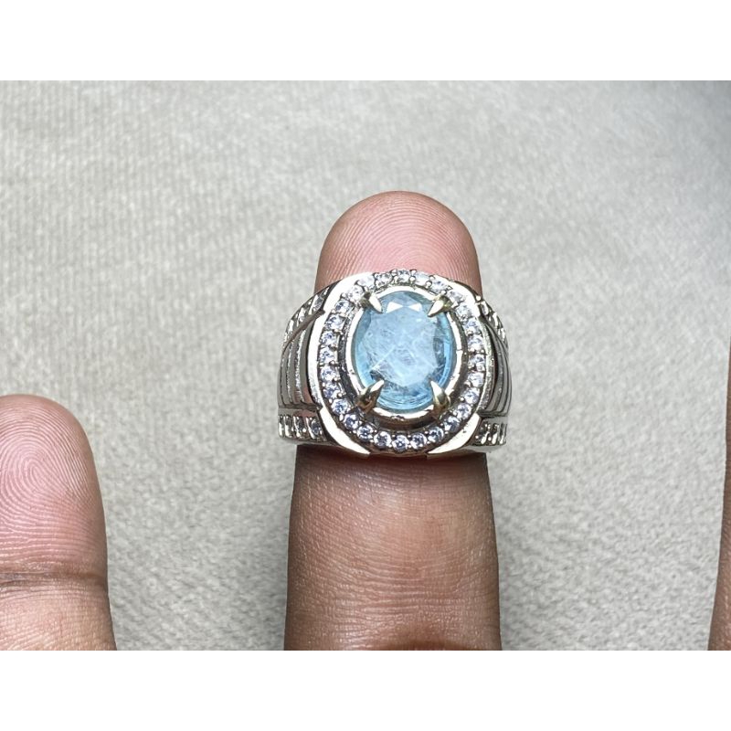 natural aquamarine beryl cincin batu aquamarine dim 11.5x9