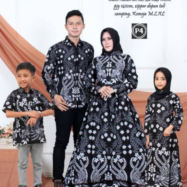 Baju Couple Keluarga Manuk Tarung Putih | Sarimbit Batik Gamis Wanita Kapelan Family set Pasangan Dr