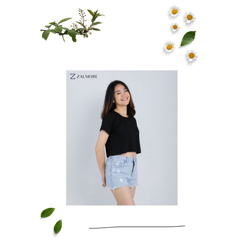 Zalmore kaos pendek wanita croptop