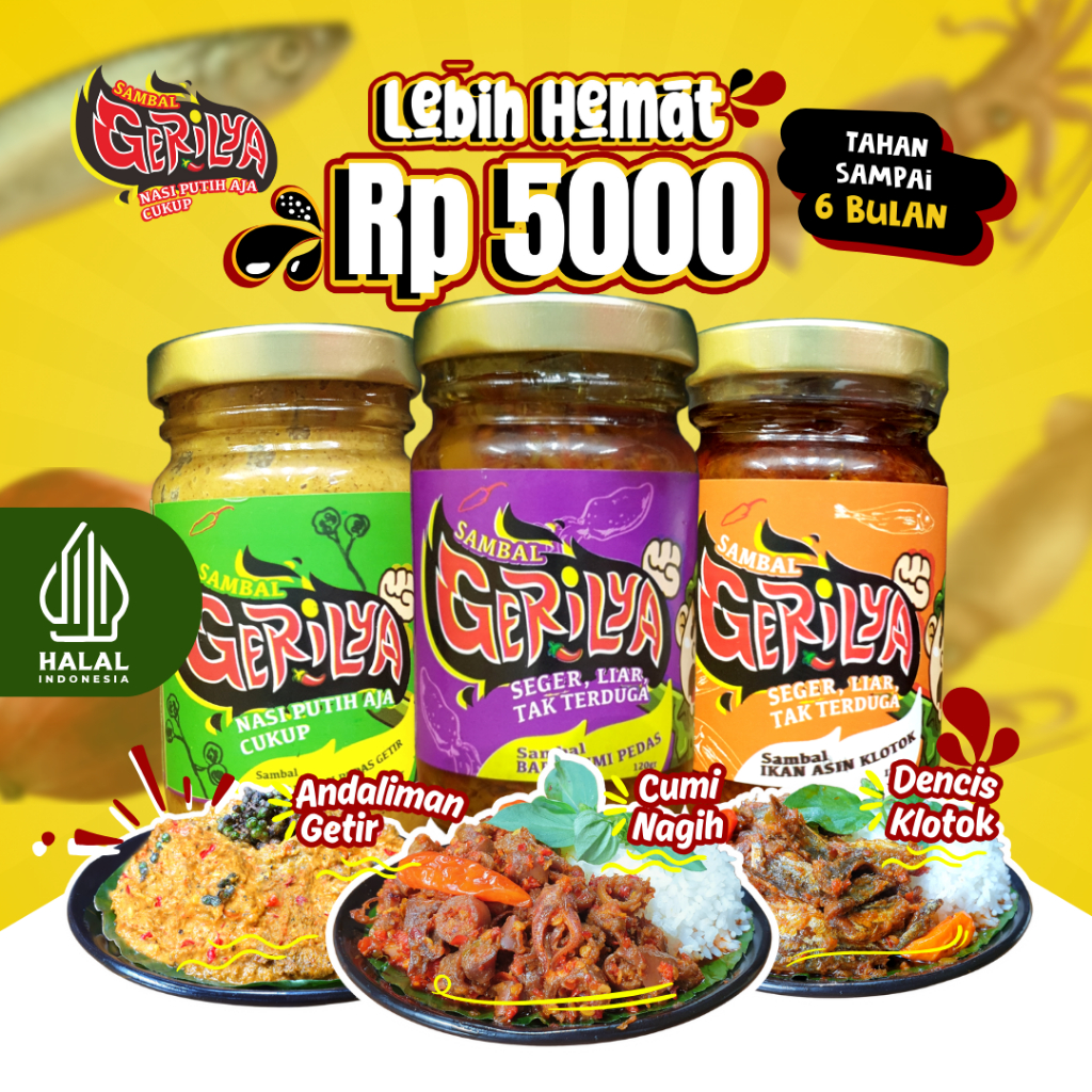

GERILYA - Paket "ManCuKo" (Sambal Andaliman Getir, Sambal Cumi Nagih, Sambal Dencis Klotok)
