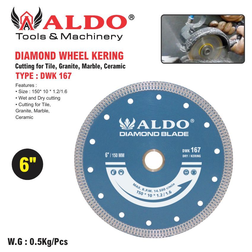 DIAMOND WHEEL KERING DWK 167 / MATA POTONG KERAMIK / MATA GERINDA / MATA GRANIT MERK ALDO