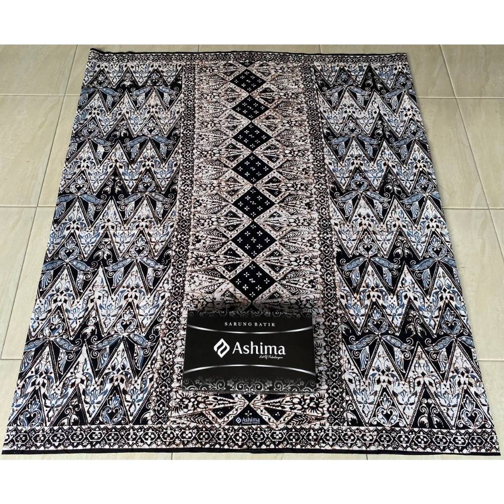 sarung batik ashima dewasa as279 sarung batik cap khas pekalongan monokrom hitam putih zigzag kemban