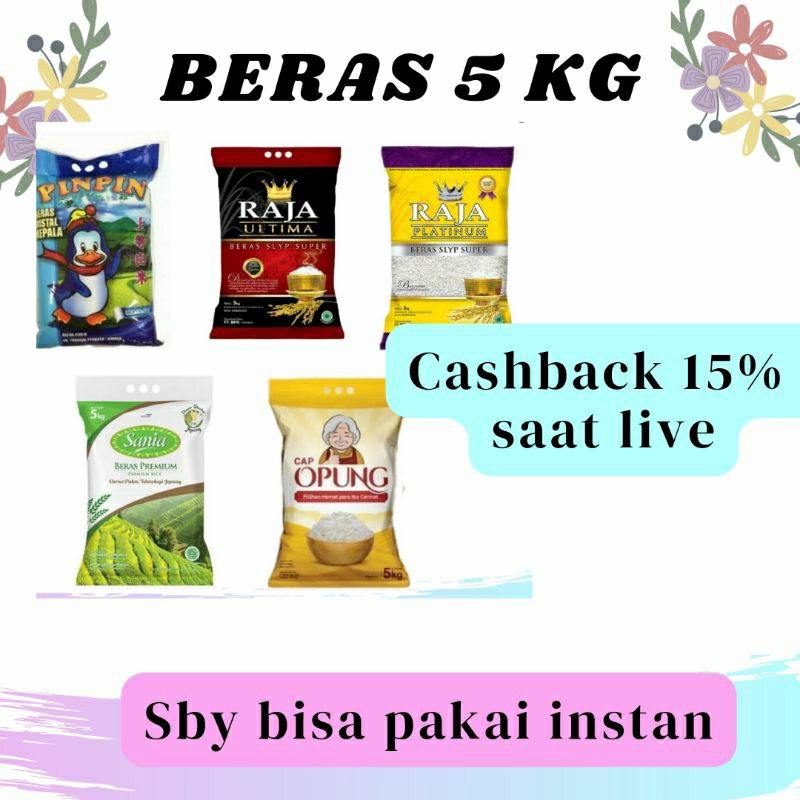 

1212 COD Beras kemasan 5 kg pinpin sania