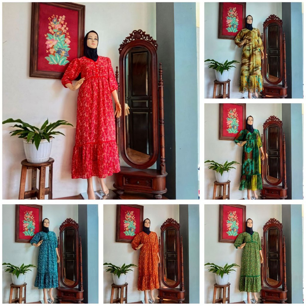 Solana 751801 Gamis Wanita Sifon Hyget Paris Batik Unggul Cap - Tersedia 5 Variasi Ukuran S M L XL X