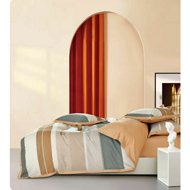 Sprei Katun Jepang /Katun Satin Original Motif Garis (1 motif)