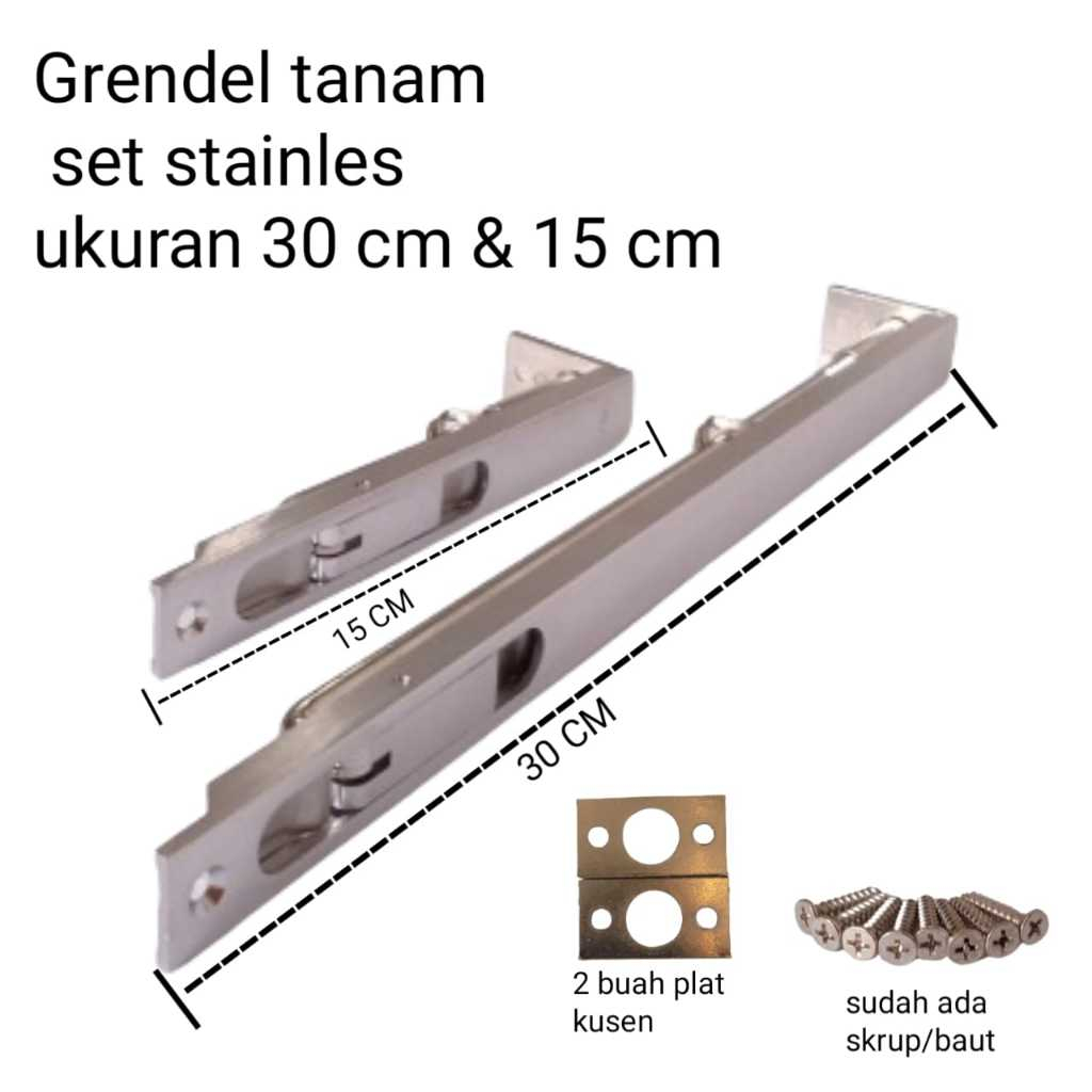 grendel tanam kunci tanam selot pintu tanam stainless 304 untuk pintu kayu