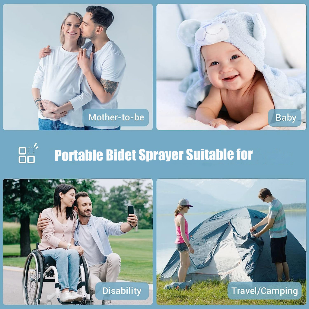 Portable Bidet Sprayer Travel Shower Personal Cleaner Jet  IPX7 Waterproof Washer Hygiene Bottle Spray Washing Untuk Ibu Hamil Bayi