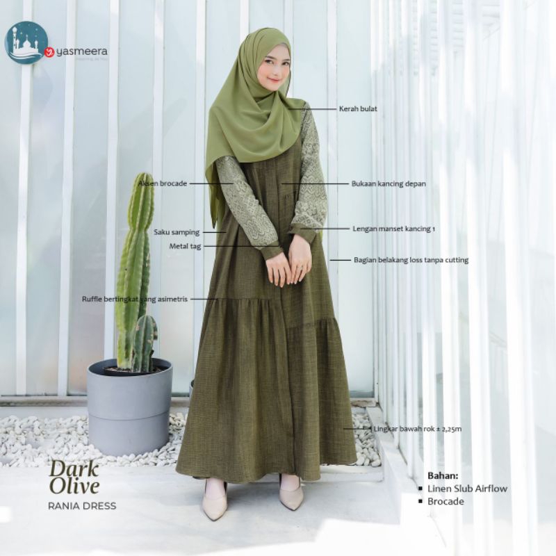 RANIA DRESS,GAMIS BAHAN LINE AIRFLOW MIX BRUKAT