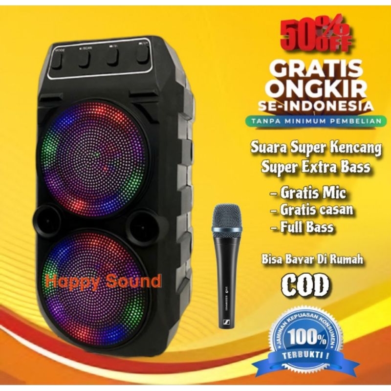 TERMURAH Speaker Bluetooth karaoke Full Bass Gratis Mic Light Party Salon Spiker Aktif Karoke Jumbo