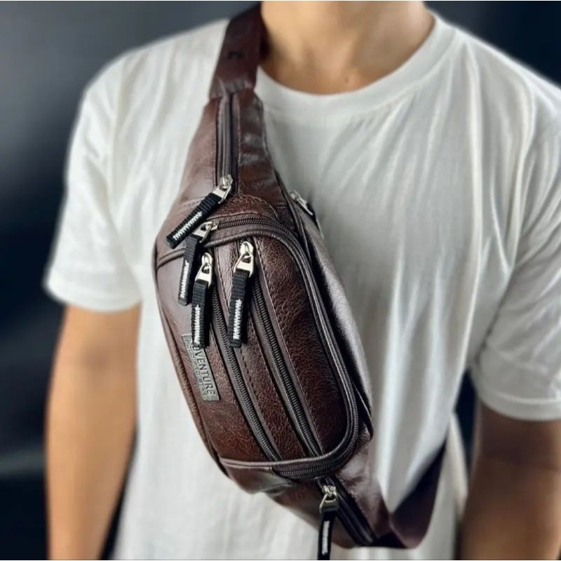 ORIGINAL tas selempang kulit asli polo adventure tas fashion pria terlaris