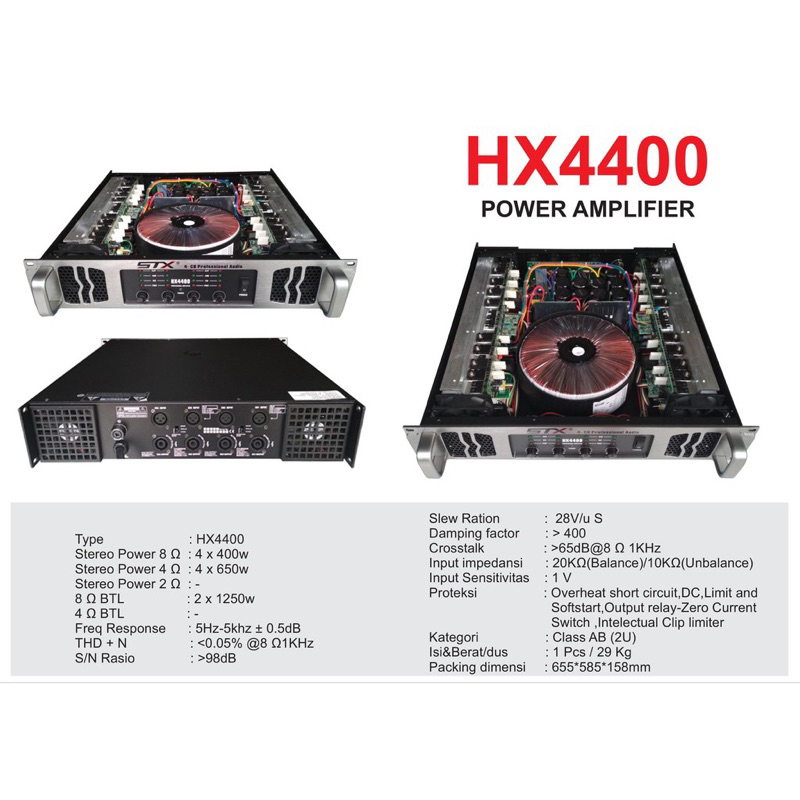 Audio Amplifier 4 Channel Merk STX Type HX4400