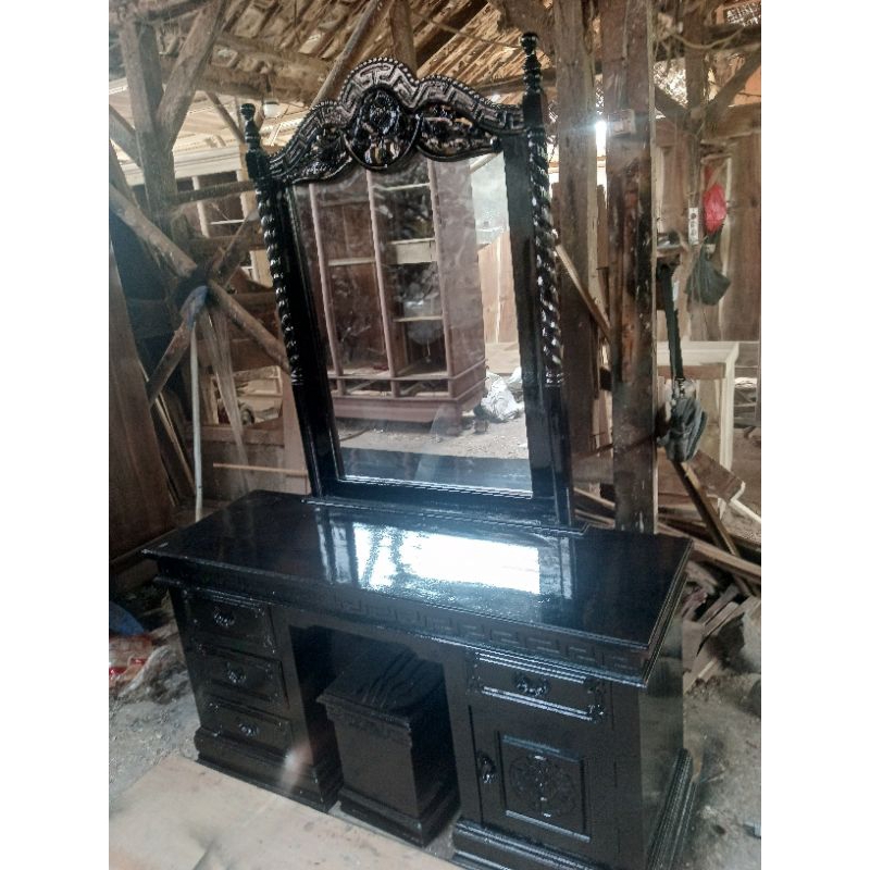 meja rias tiara kayu jati asli