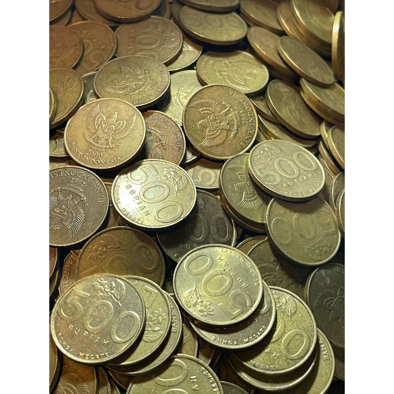 Uang Koin kuno Indonesia 500 Melati Kuningan Uang Antik