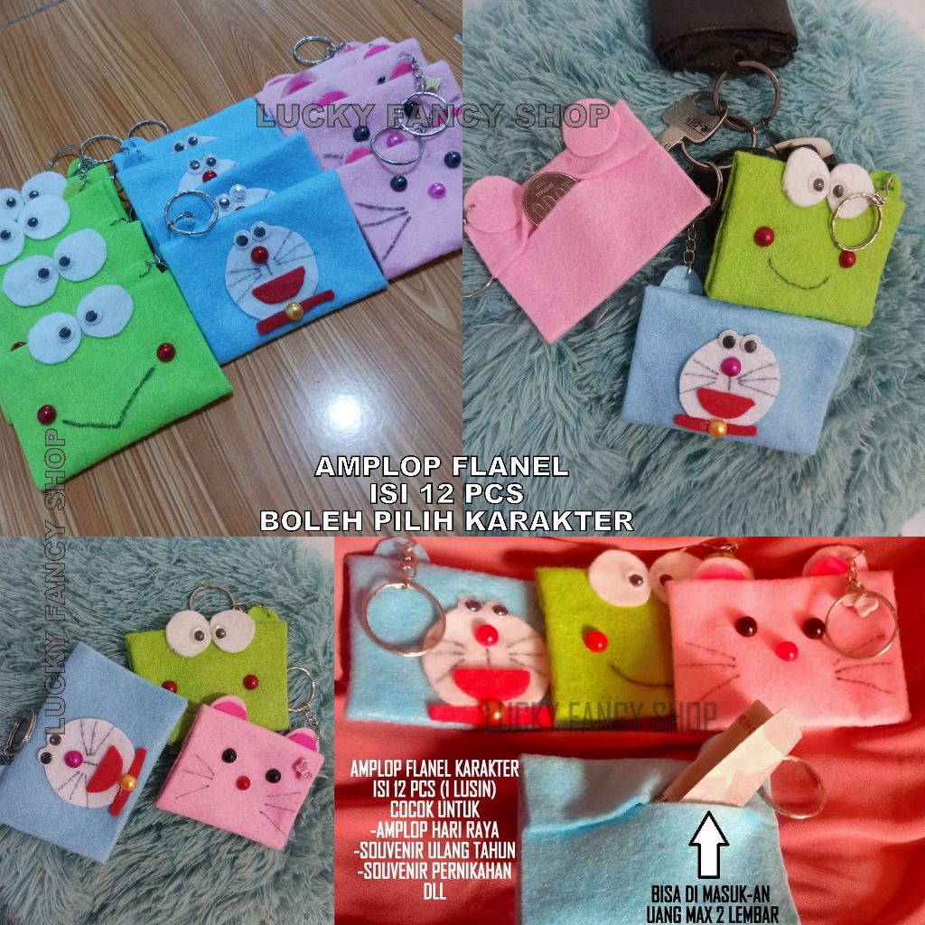 SOUVENIR GANTUNGAN KUNCI AMPLOP FLANEL AMPLOP LEBARAN KONDANGAN TABUNGAN PACKING GANCI LUCU
