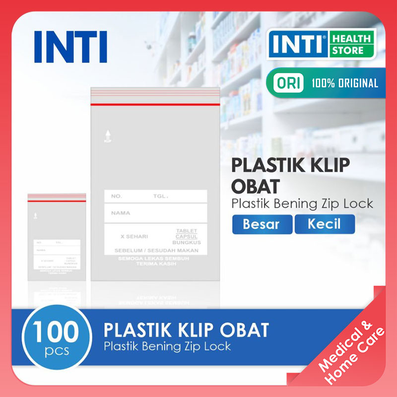 INTI | Plastik Obat | Plastik Klip Bening | Putih / Biru | Kantong Obat