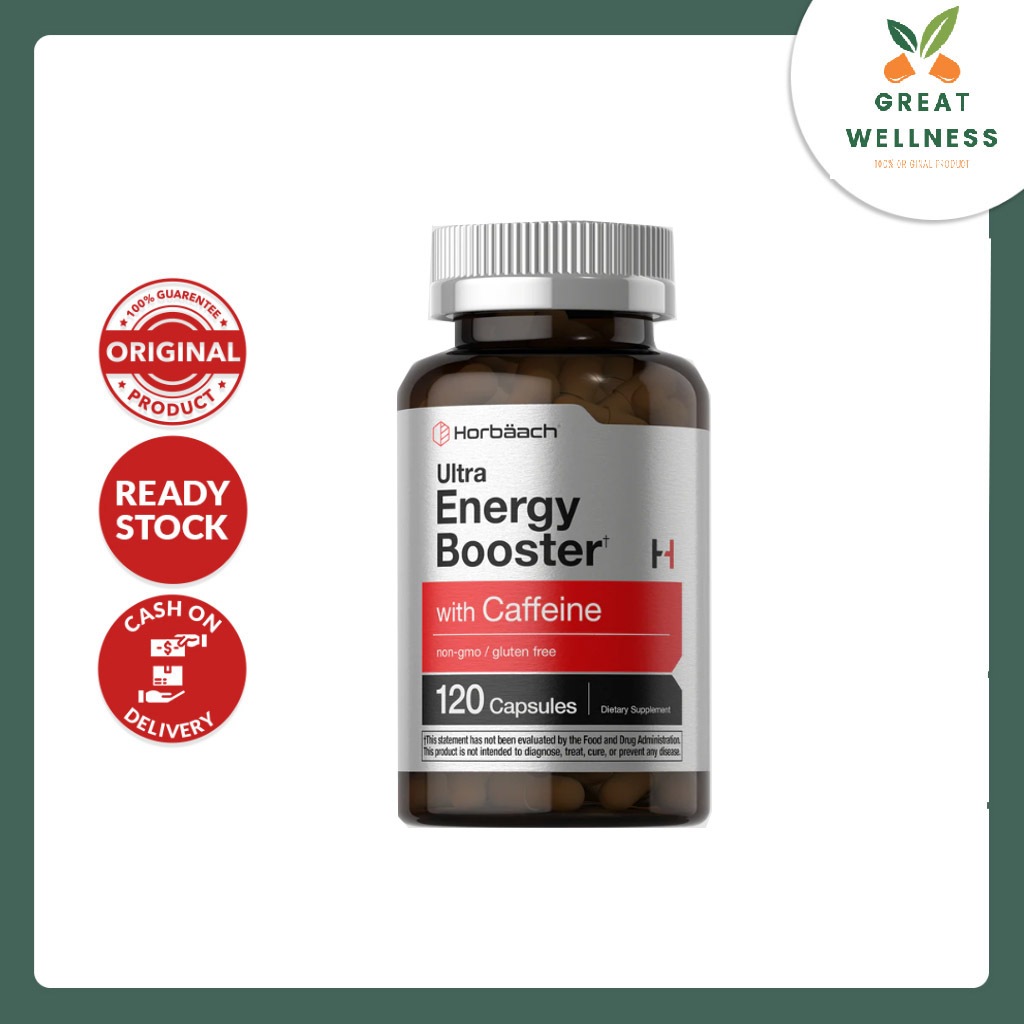 (BISA COD) Horbaach Ultra Energy Booster With Caffeine - 120 Capsules Non GMO