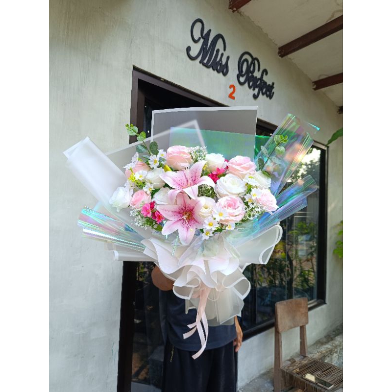 buket bunga Lily mix rose artificial palsu Surabaya