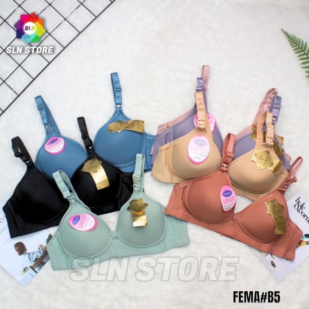 ( PAKET 3 PCS) BRA WANITA CUP B ORIGINAL FEMA B5 / BH PEREMPUAN SUPER SOFT TANPA KAWAT FEMA - B5