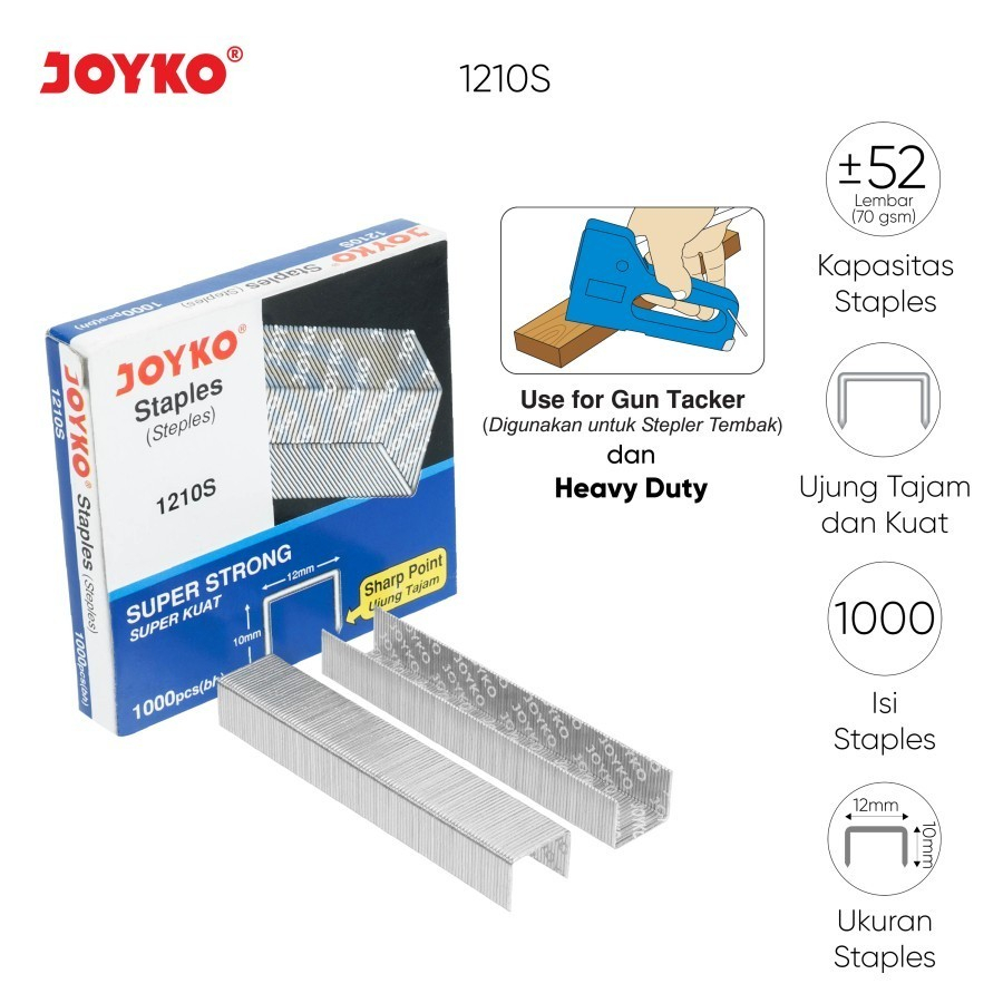 

Heavy Duty Staples Refill Stapler / Isi Staples Tembak Joyko 1210S 1 Box