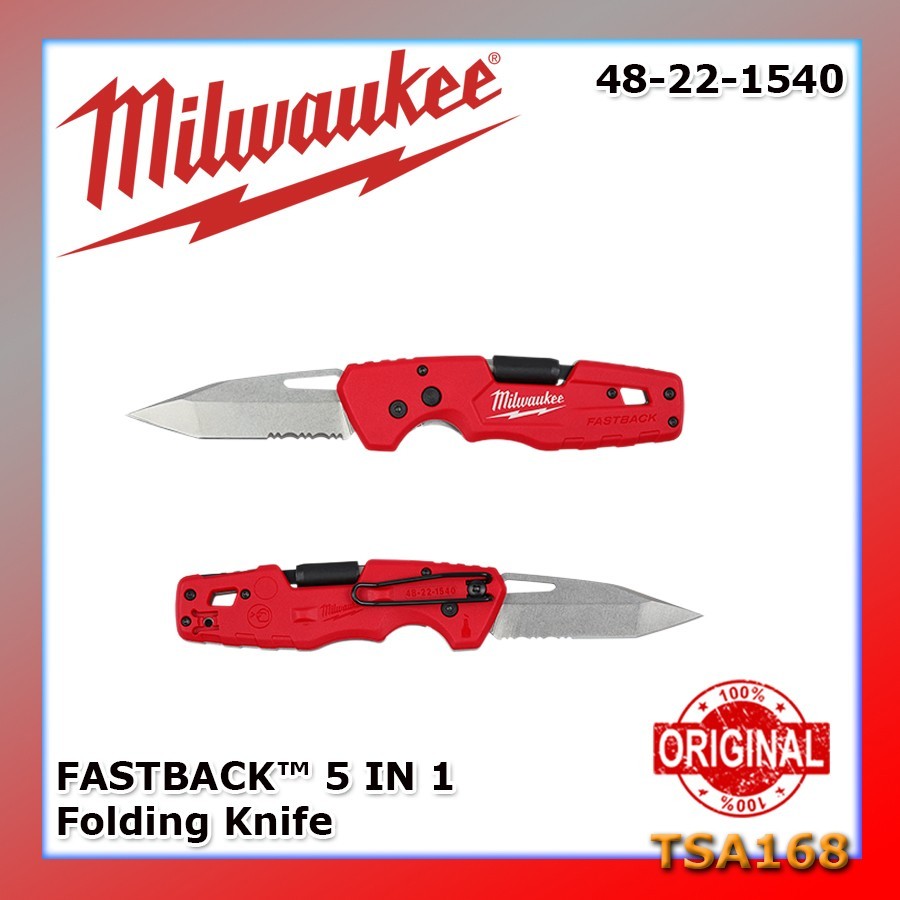 Milwaukee FASTBACK 5-in-1 Folding Knife 48-22-1540 Pisau Lipat