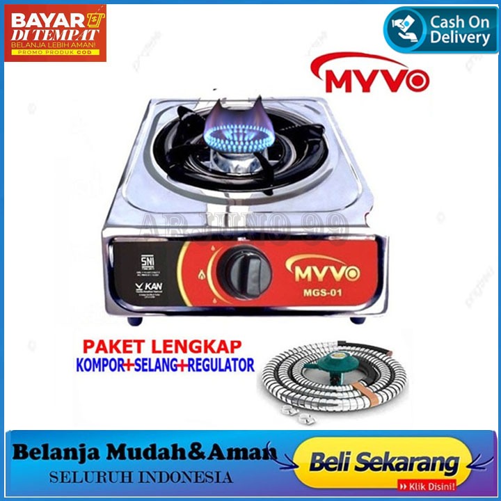 Kompor Gas 1 Tungku MYVO / Kompor Gas MYVO 1 Tungku Free Selang Dan Regulator Paket Mantap