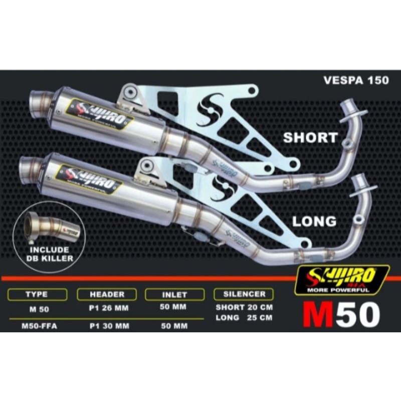 Knalpot Shijiro type M50 Vespa matic 150