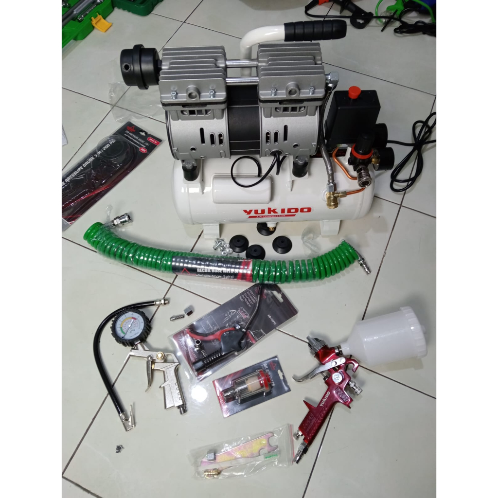 Mesin Kompresor/Compresor Angin Yukido Air Compressor Oiless SILENT Oil Less kompresor Mini Listrik 