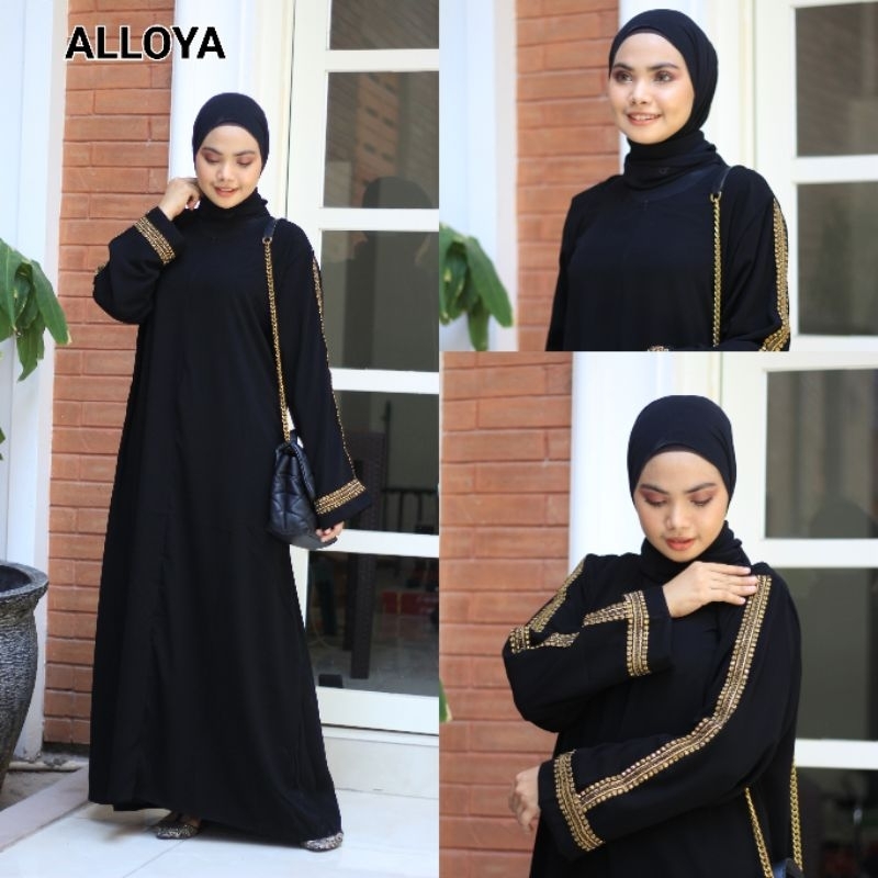 PUSAT GROSIR ABAYA GAMIS HITAM ALLOYA 2 BUSUI JETBLACK