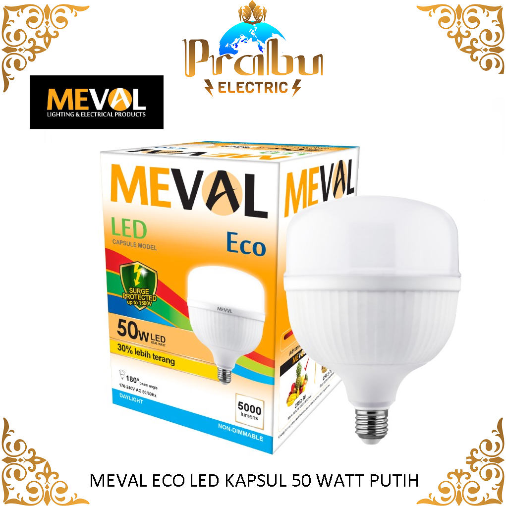 Lampu LED Bulb Kapsul Meval ECO 50W 50 Watt - Putih Meval