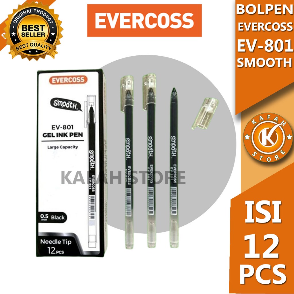 

PULPEN EVERCOSS SMOOTH GEL INK PEN EV-801 ISI 12 PCS KAFAH STORE