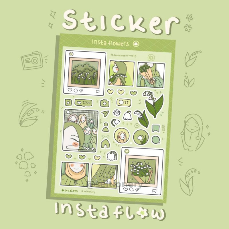 

STICKER MUSLIM CUTE STICKER INSTA FLOWERS A6 KISSCUT