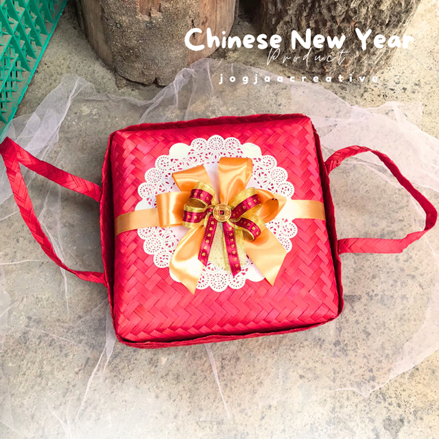 HAMPERS IMLEK | Besek Jinjing Besek Tas 30 x 30 cm Besek Unik Besek Warna Imlek Besek Hampers Besek 