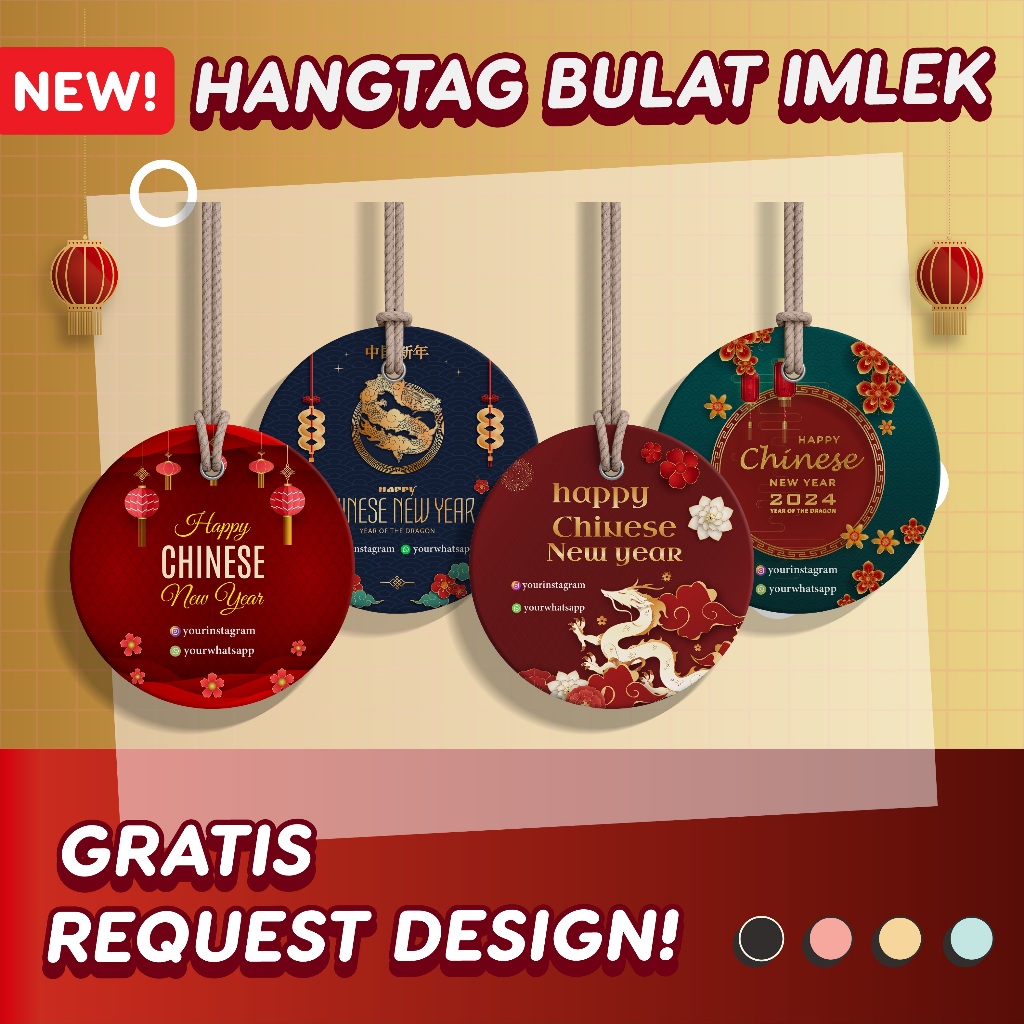 

Hang Tag Custom Imlek 2024 Bulat Souvenir 1 Sisi Free Design Label Hampers