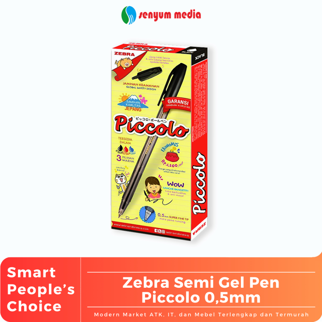 

Zebra Semi Gel Pen Piccolo 0,5mm (1 Pack Isi 12 Pcs) (S:DZN)