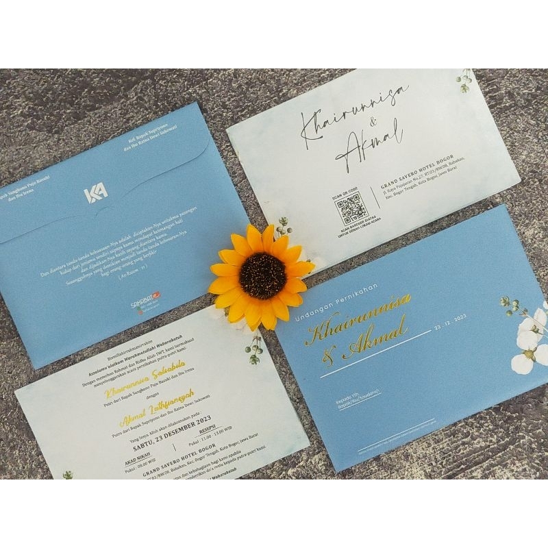 Undangan Single Hard Cover Soft Blue