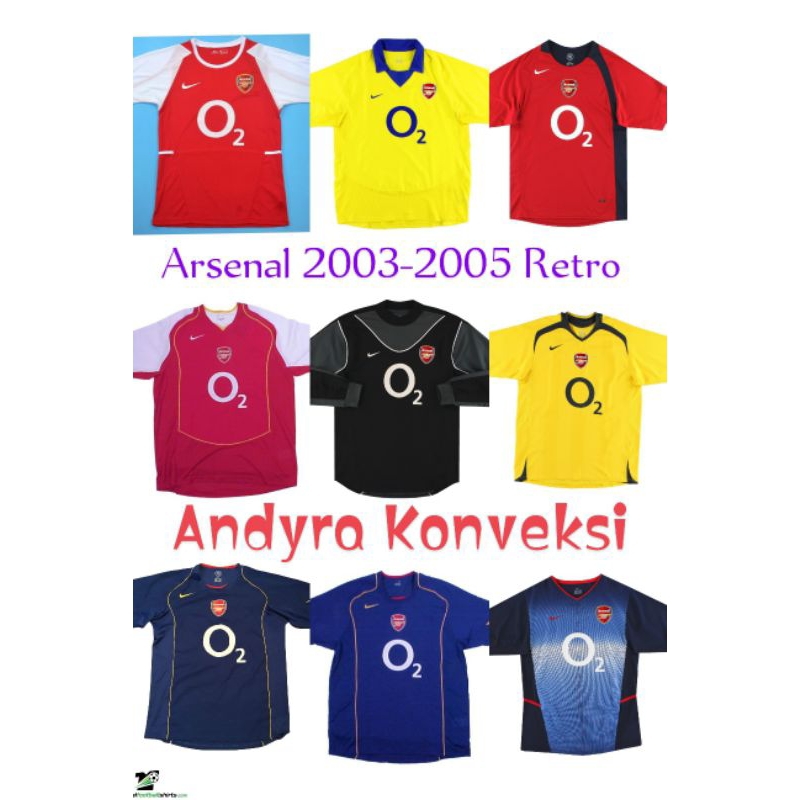 Retro Jersey Arsenal 2003 - 2005 - FULL PRINTING - Free Custom Name set