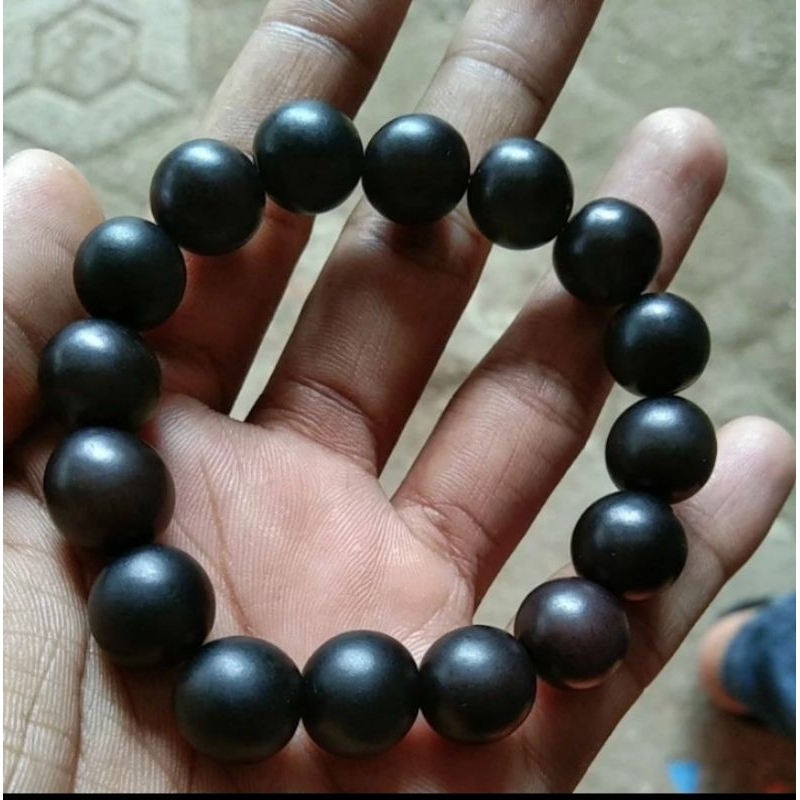 gelang tasbih biji gebang pocok lontar hitam /gelang jumbo biji gebang asli