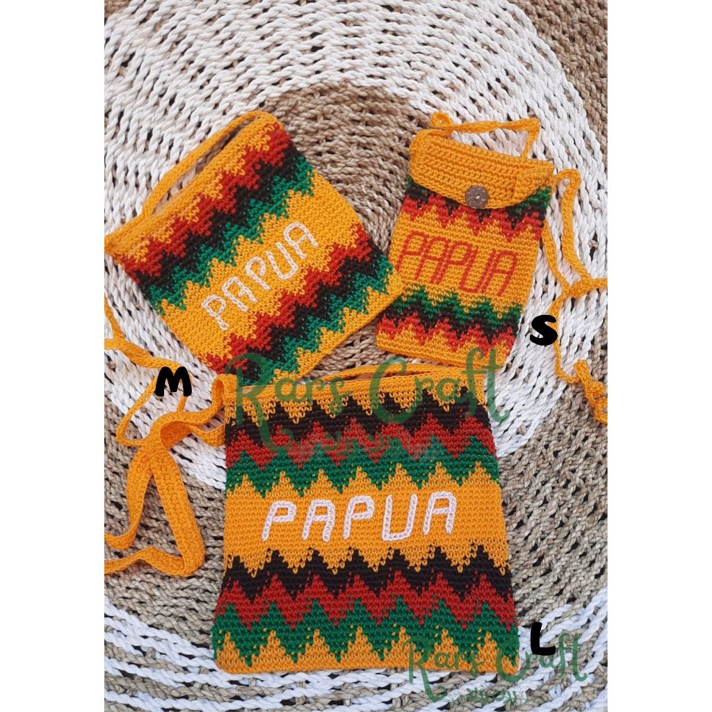 Tas Papua , tas rajut , noken Papua, Tas selempang, Tas selempang papua, Tas untuk oleh oleh, Tas un