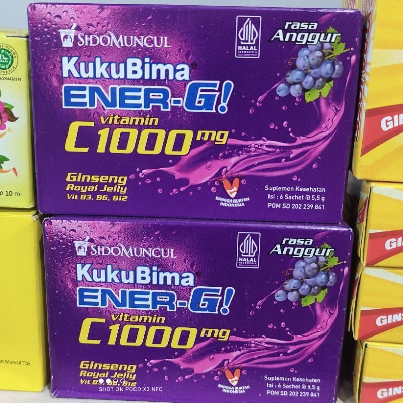 

Kuku Bima Anggur Vitamin C1000 1 Kotak (isi 6 Sachet)