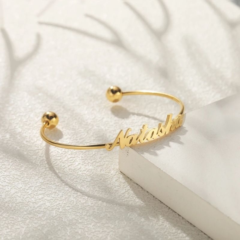 Gelang nama sendiri custom gelang ukir nama titanium anti karat gelang viral