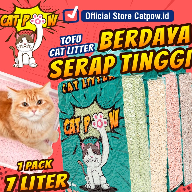 Best Seller CATPOW Tofu Cat Litter Pasir Kucing 7 Liter Cat Litter Box Jumbo Pasir Kucing Tofu Litte