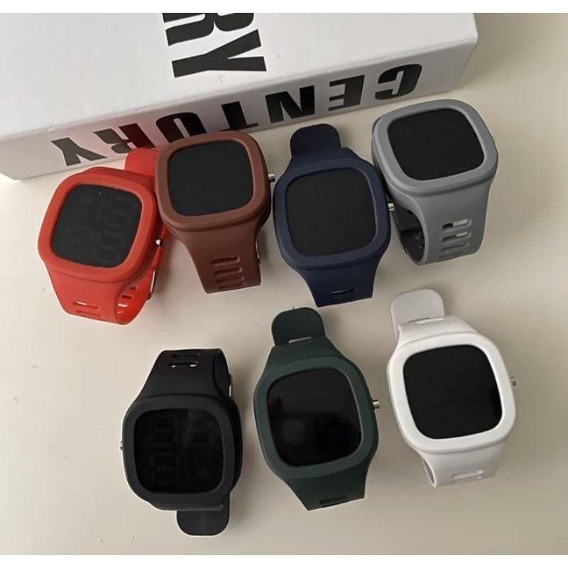 Jam Tangan Pria Wanita LED Kotak Anti Air Fashion Korea Murah