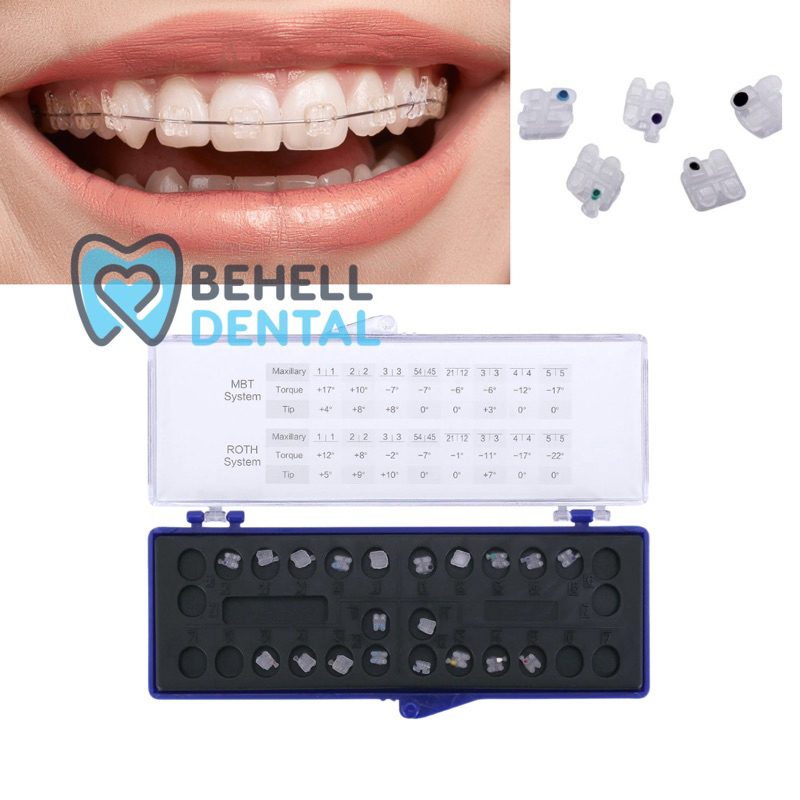 BRACKET BEHEL CERAMIC CLEAR TRANSPARAN ORTHODONTIC ORTHOMERICA - BRACES Permanen American Roth Hook 