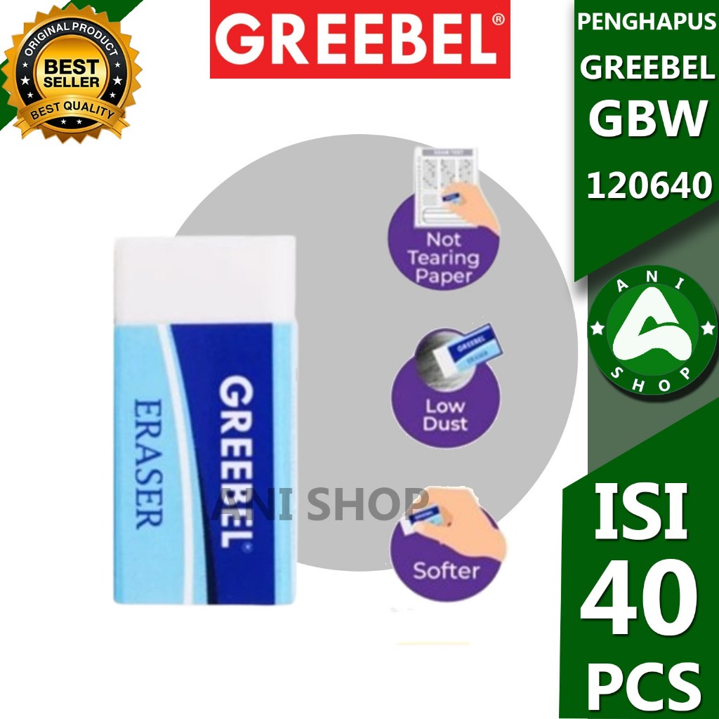 

PENGHAPUS GREEBEL WHITE ERASER GBW - 120640 1 PAK ISI 40 PCS ani shopp
