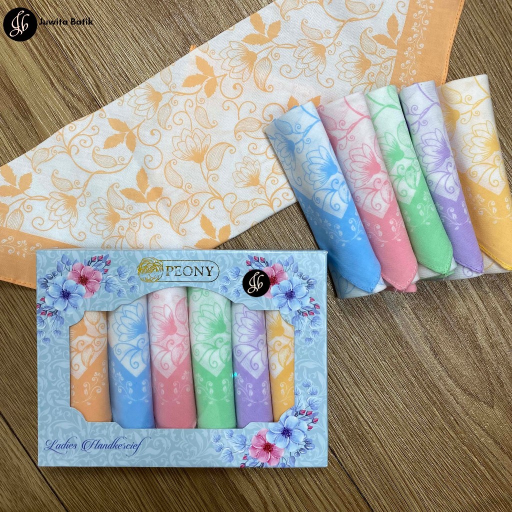 Isi 6 Pcs Sapu Tangan Wanita Katun Motif Bunga 6 Woman Handkerchiefs Flowers